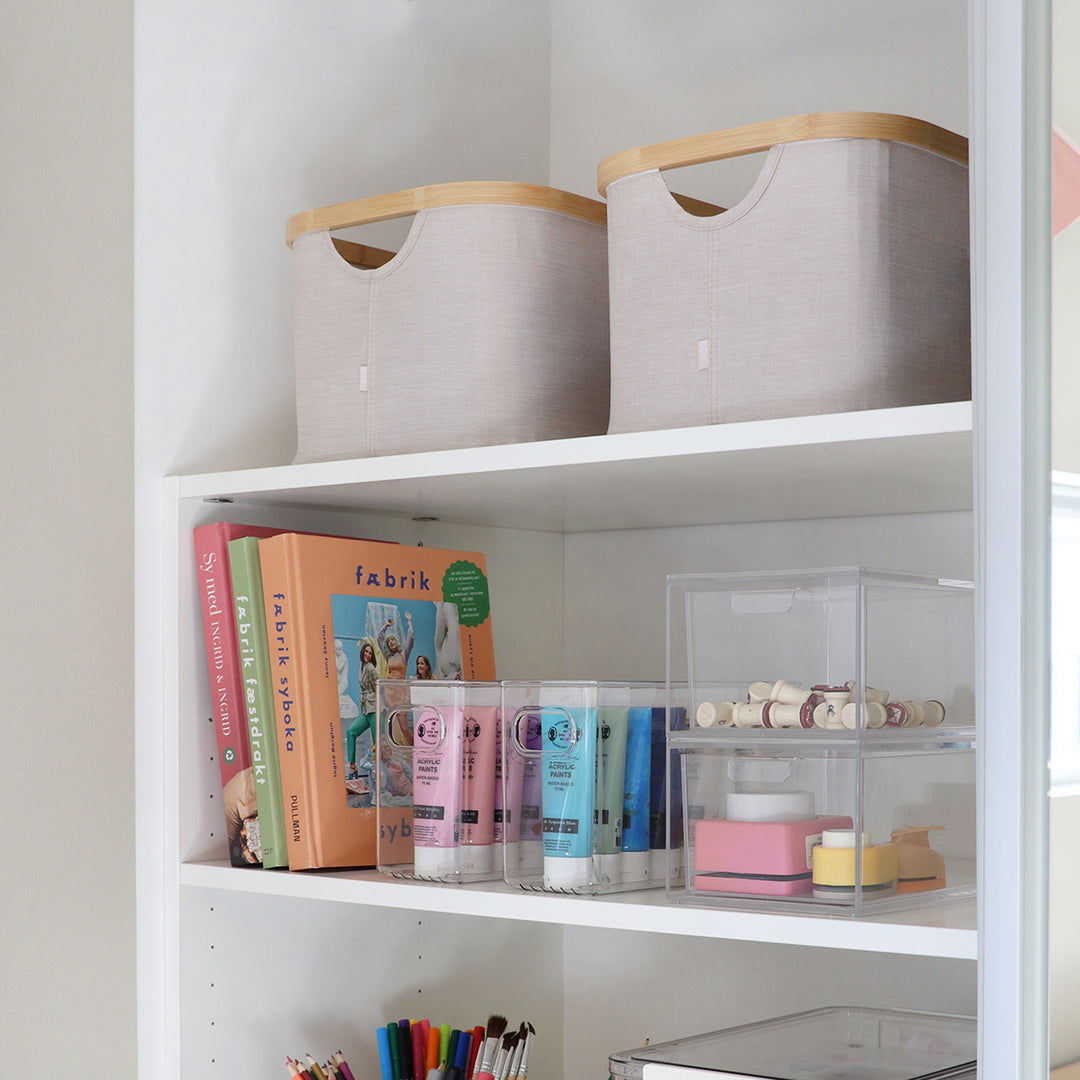 Praktisk oppbevaringsboks med håndtak til organisering