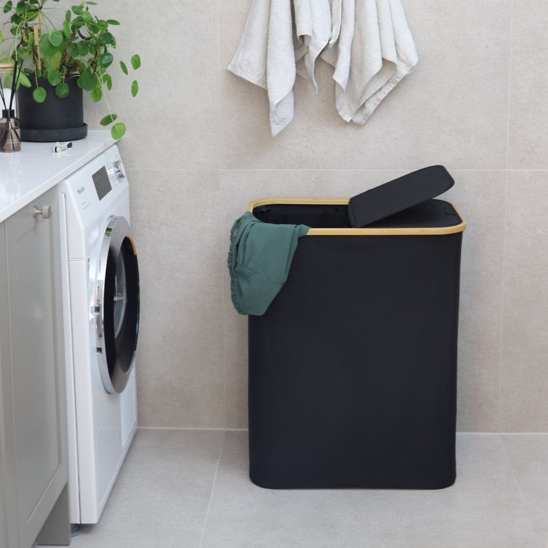 Skittentøyskurv (oppdelt) Svart