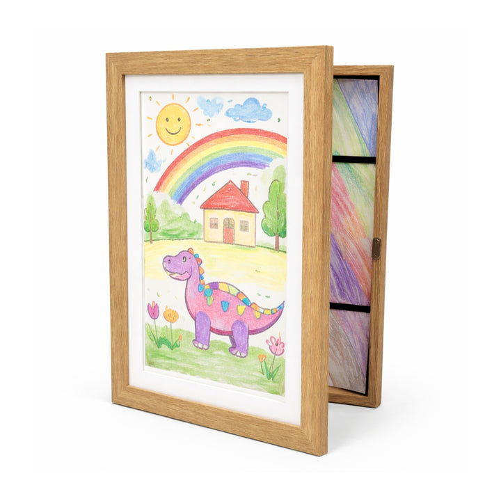 ramme til barnas tegninger i naturfarge.