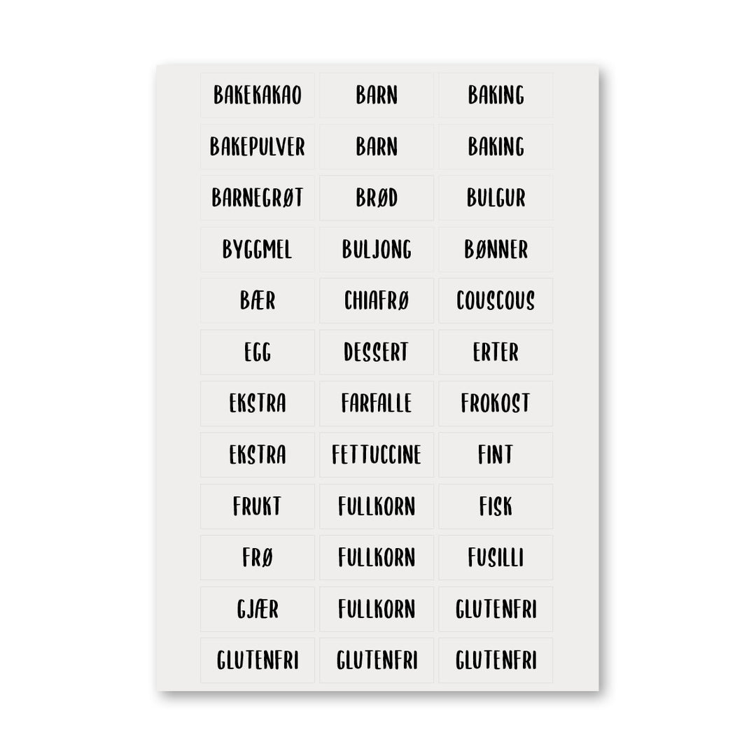 Etiketter til kjøkken (132 stk)