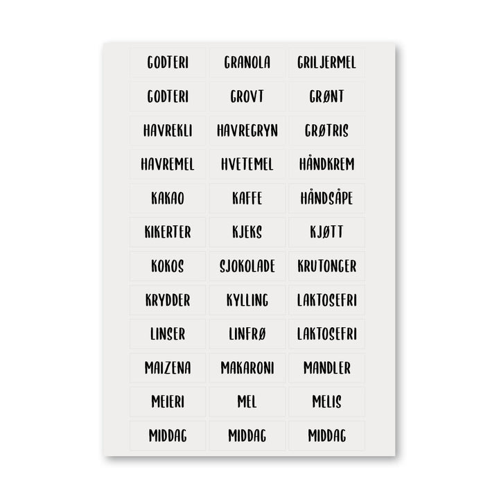 Etiketter til kjøkken (132 stk)