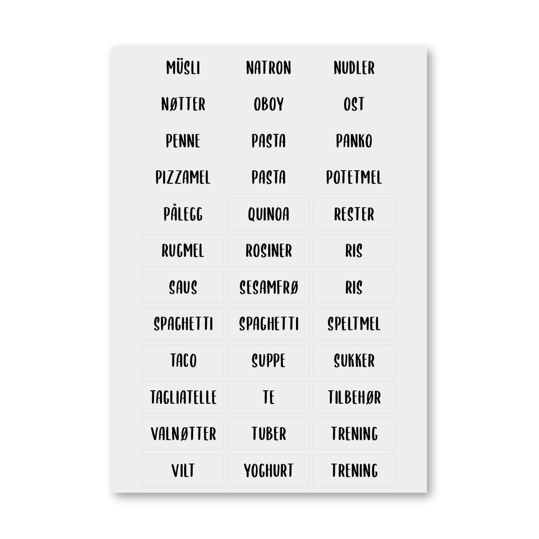 Etiketter til kjøkken (132 stk)