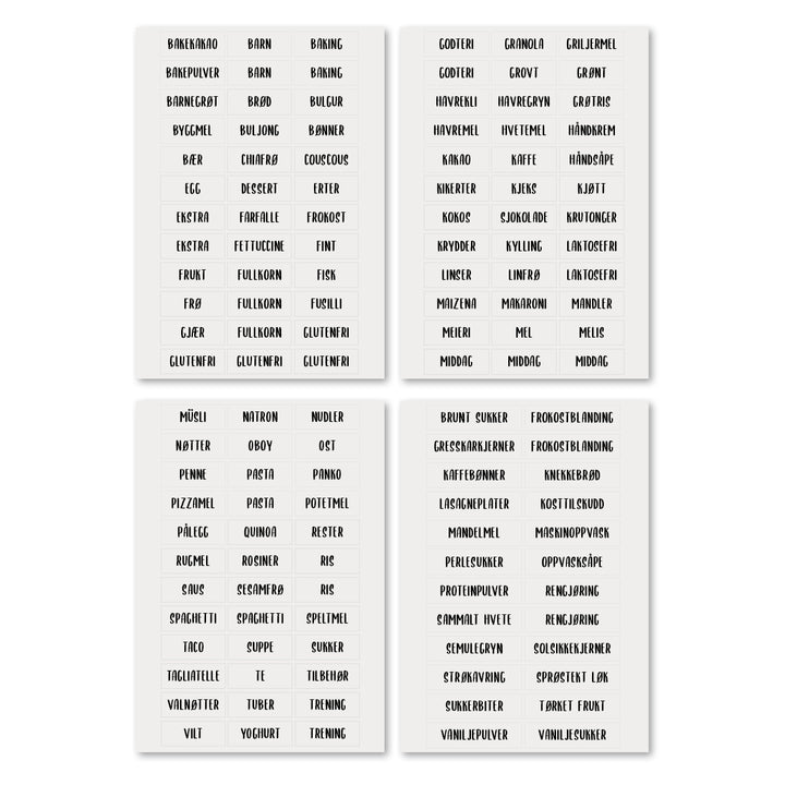 Etiketter til kjøkken (132 stk)