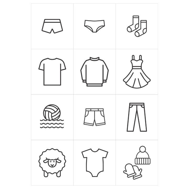 Etiketter til klær (ikoner)