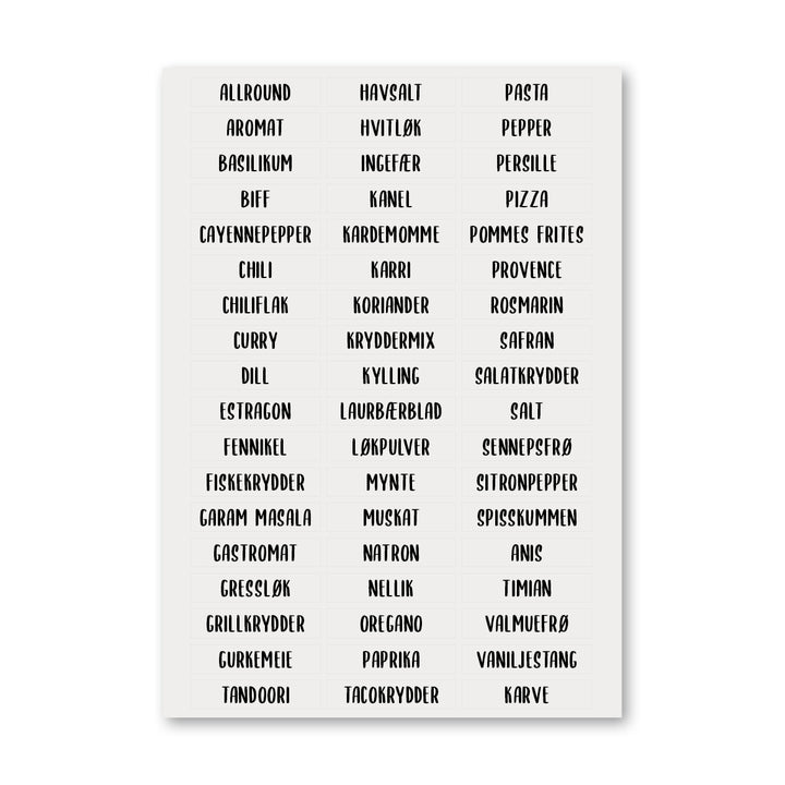 Etiketter til krydder (54 stk)