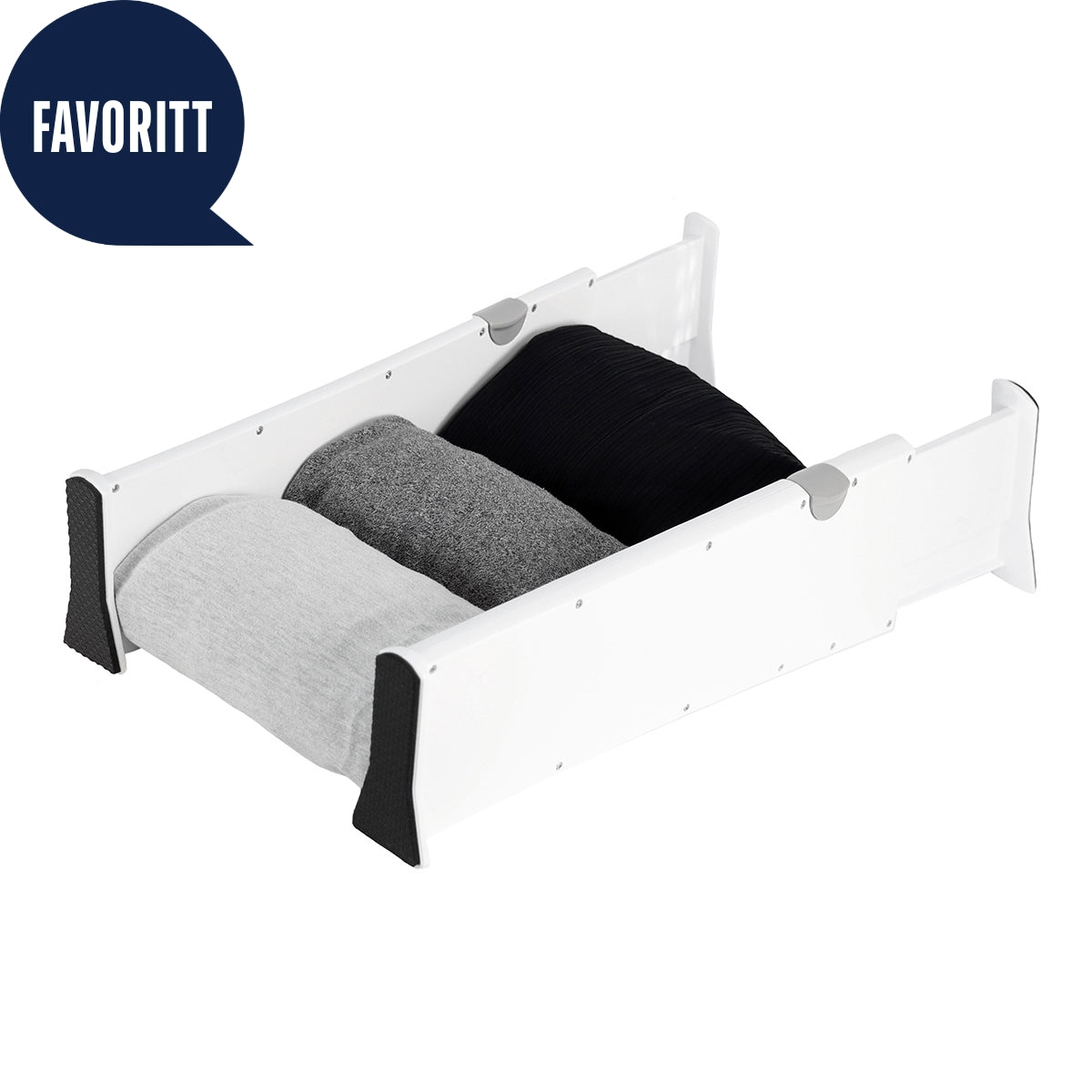 Justerbar skuffeavdeler i bruk i kjøkkenskuff