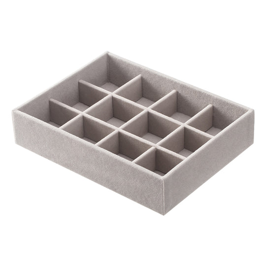 Smykkeoppbevaring 12 rom – stabelbar filtplate for ringer